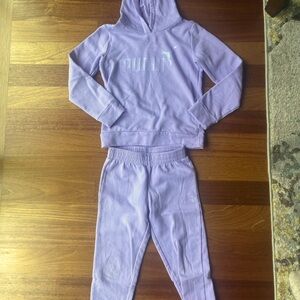 Puma Purple Sweatshirt with Attached Hood and Long Sleeves